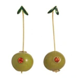 New! Anthropologie Gold Olive Drop Earrings